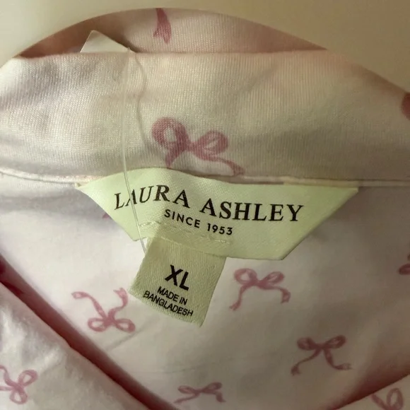 Laura Ashley Light Pink Bow Women's 3 Piece Pajama Set - Picture 4 of 8